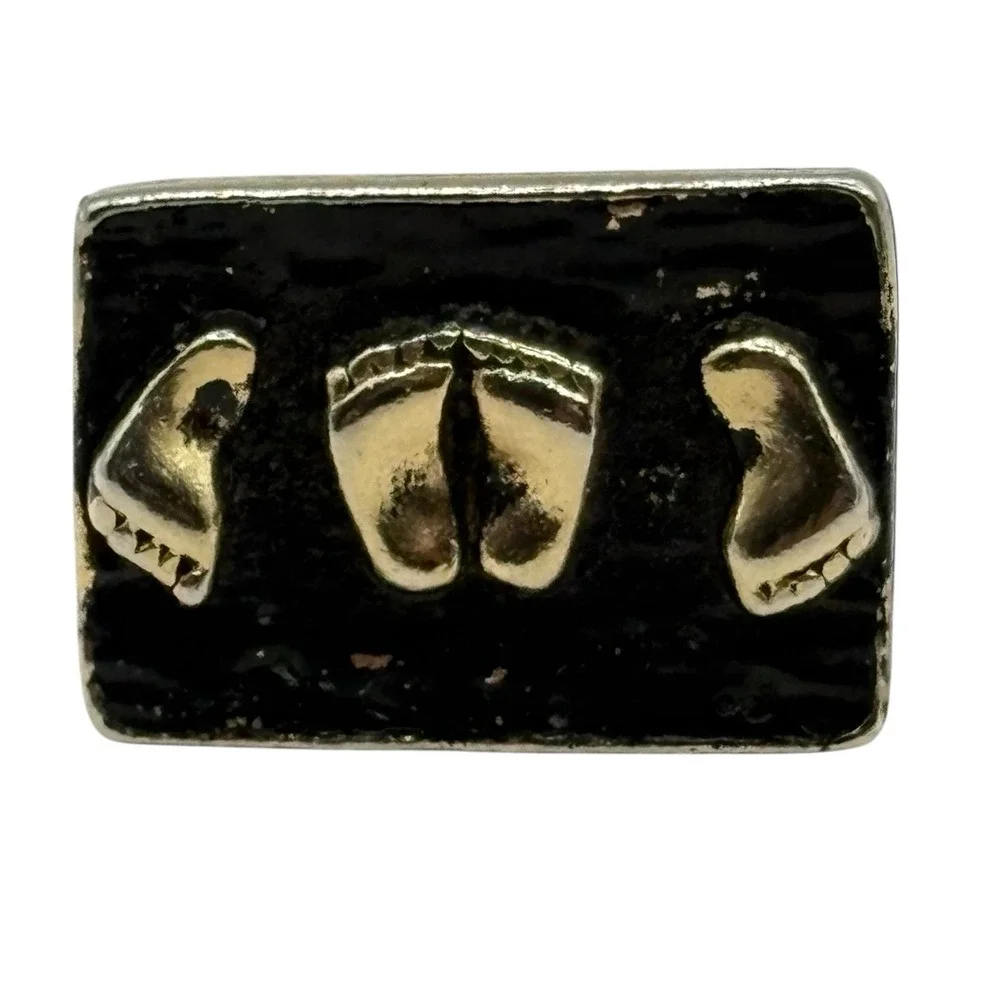 Naughty Feet Rectangle Cufflinks Adult‎ Humor Funny VTG Gold Tone Black Risque